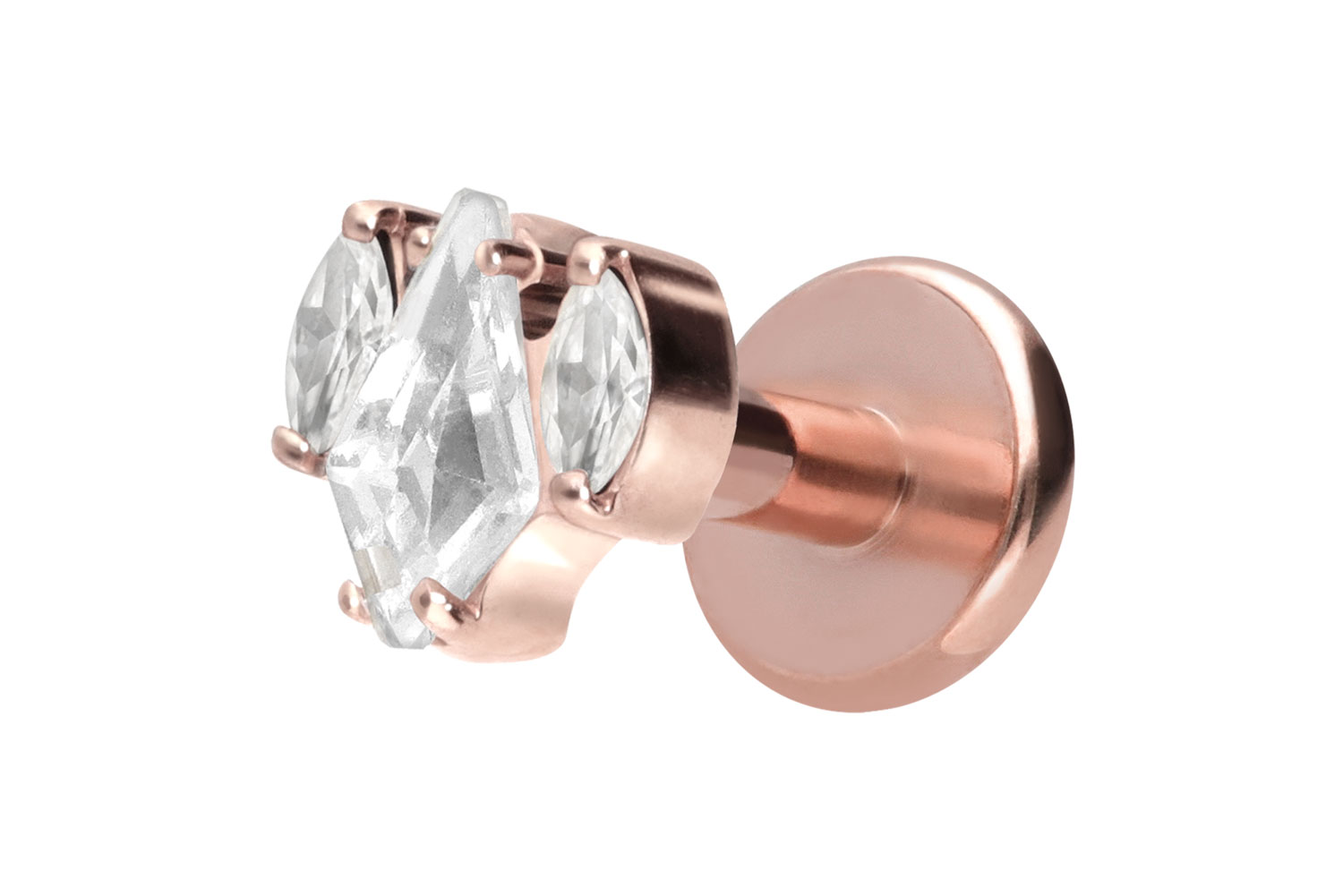 Titan Labret Piercing mit Innengewinde KRISTALLSCHILD + KRISTALLOVALE